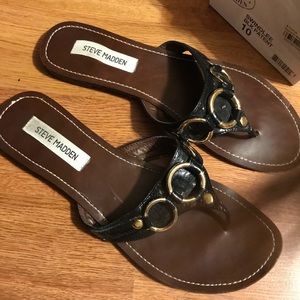 Steve Madden Swindlee Black Sandals size 10